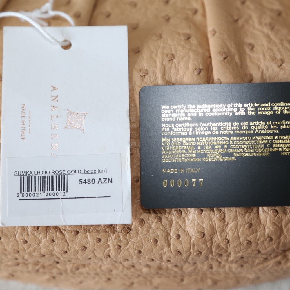 Rare! Authentic Analeena genuine Ostrich Clutch Made in Italy Rose Gold Like new - Picture 7 of 14